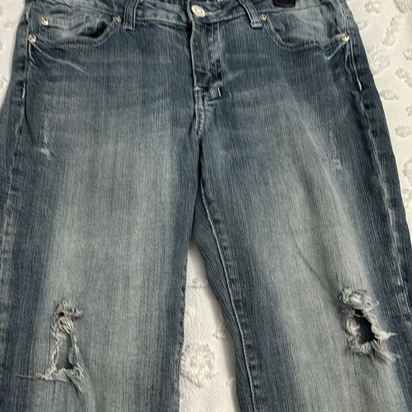 Vigoss Women Size 7Jeans Medium Wash Distressed Frayed Stretch - Picture 4 of 5